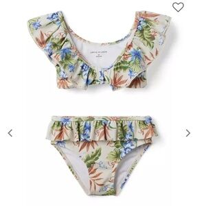 Janie and Jack Cream Tropical Floral Bikini New Without Tags